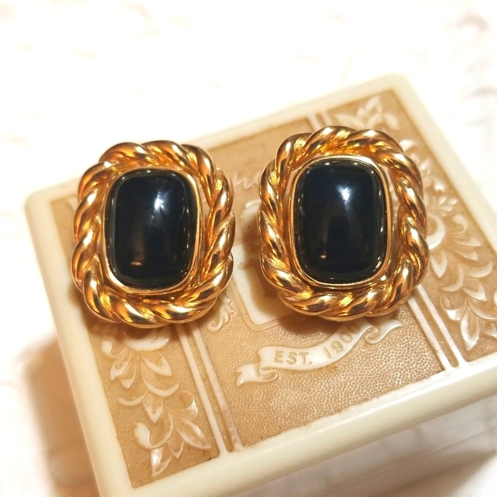 Dior Gold and Black Earrings